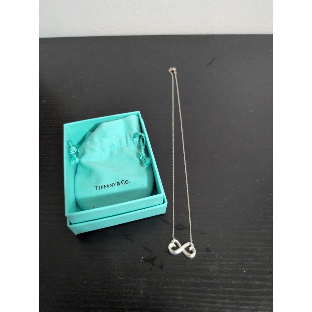 Tiffany Paloma Picasso Sterling Silver Double Loving Heart Infinity Necklace